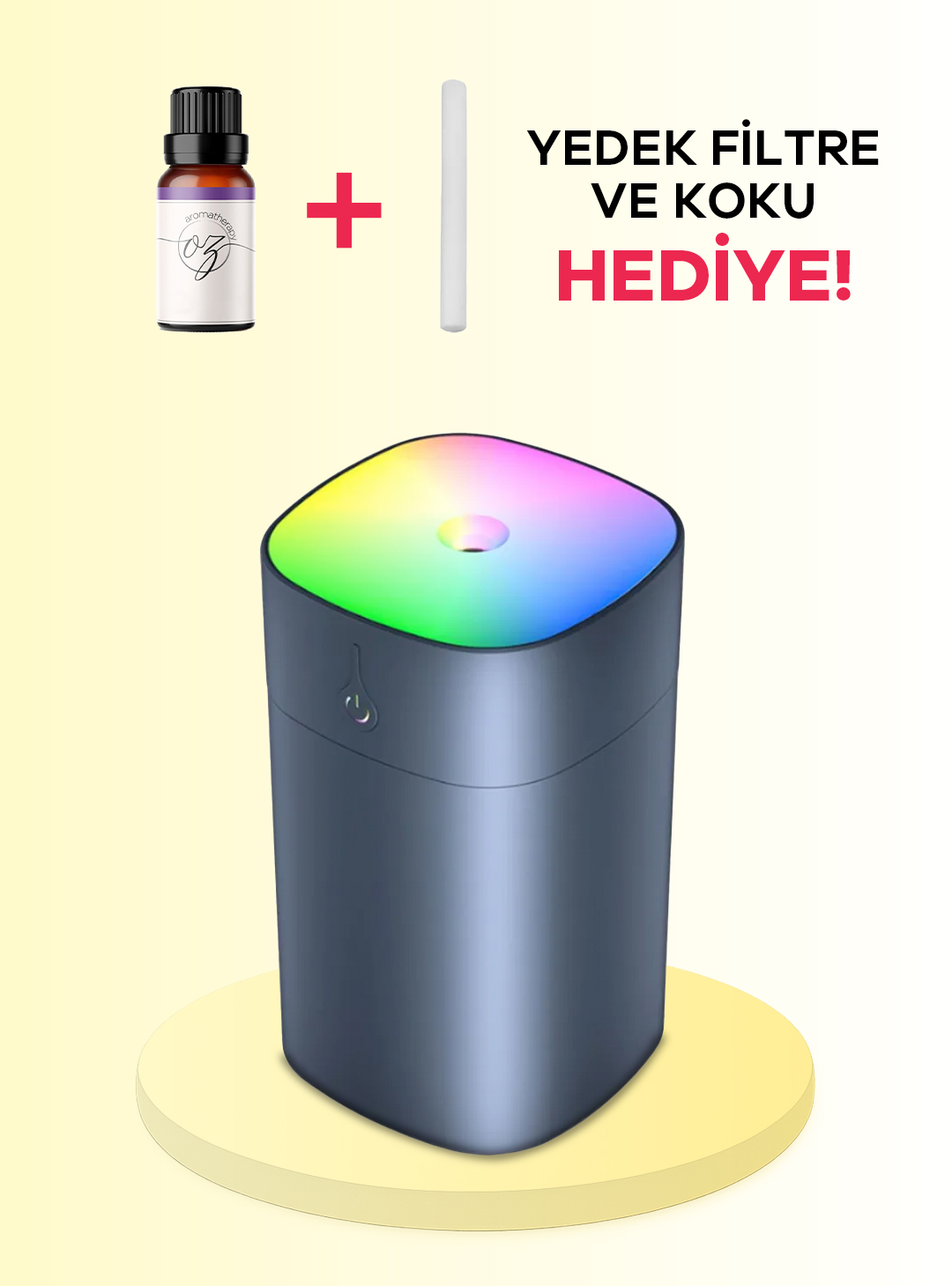 NACG H2O Humidifier 400 ml Beyaz Ulrasonik Hava Nemlendirici Buhar Makinesi ve Aroma Difüzörü - Koku+Yedek Filtre Hediyeli